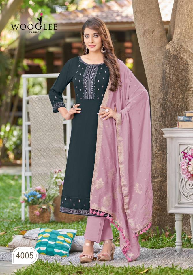 Nitya By Wooglee Rayon Embroidery Readymade Suits Wholesale Price In Surat